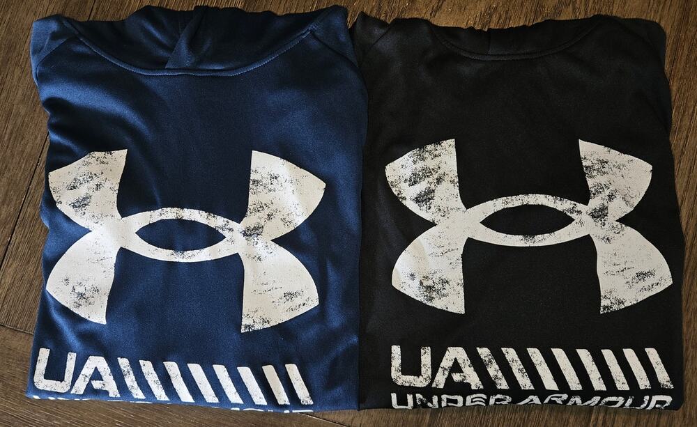 Lot of 2 Boys Sz M Under Armour UA Pullover Hoodie Blue NWT Black NWOT Loose Fit